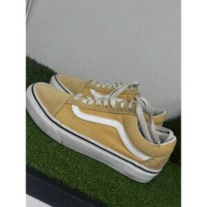 VANS Men's Old Skool Low Yellow True White Suede Skate Shoes Sneaker Size 6.5